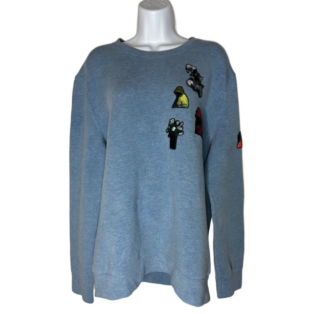 Christian Dior Women's Sz 3XL Embroidered Patch Crew Neck Stretch Sweater(1546)